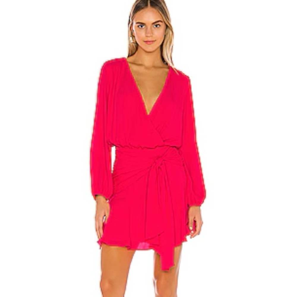 Krisa tie waist surplice mini dress